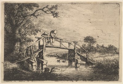 Dois pescadores em uma ponte, 1647. de Adriaen van Ostade