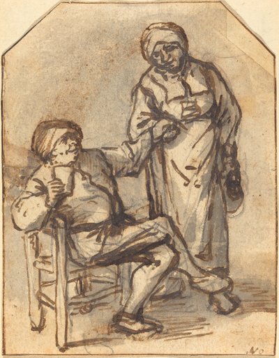 Dois camponeses bebendo de Adriaen van Ostade