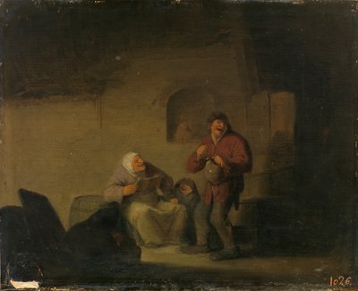 Dois camponeses e uma mulher a cantar de Adriaen van Ostade