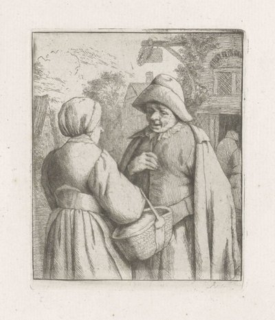 Mulher e homem em conversa de Adriaen van Ostade