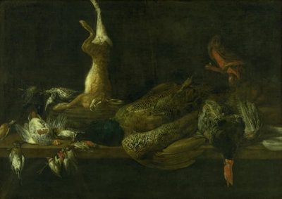 Natureza morta com jogo em uma mesa de Adriaen van Utrecht