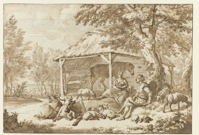 Um Casal de Pastores com Gado perto de um Galpão
Herdersidylle de Adriaen van de Velde