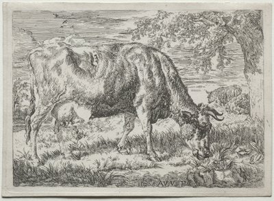 Vaca e duas ovelhas ao pé de uma árvore, 1670. de Adriaen van de Velde