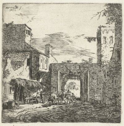 Inn no portão da cidade, 1653 de Adriaen van de Velde