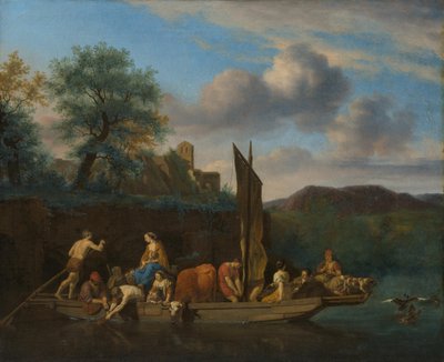 Paisagem italiana com um ferry de Adriaen van de Velde