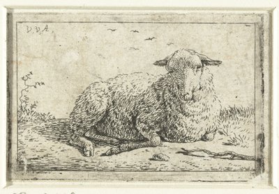 Ovelhas em linha recortadas de Adriaen van de Velde