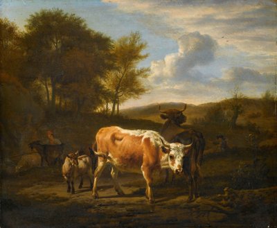Paisagem montanhosa com vacas de Adriaen van de Velde