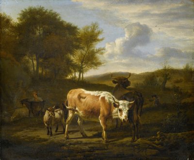 Paisagem montanhosa com vacas, 1663 de Adriaen van de Velde
