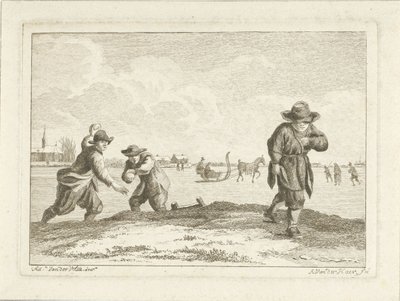 Lançadores de bolas de neve, gravados por Anthonij van der Haer, c.1745-85 (água-forte) de Adriaen van de Velde