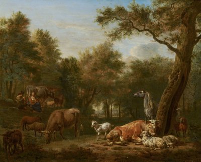 Paisagem arborizada com gado de Adriaen van de Velde
