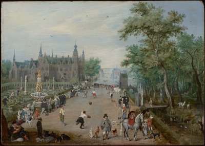 Um jogo de bola antes de um palácio de campo de Adriaen van de Venne