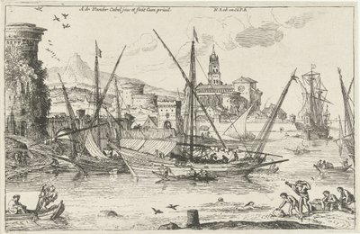 Porta Vista do porto ao sul Paisagens, segunda série (título da série) de Adriaen van der Kabel