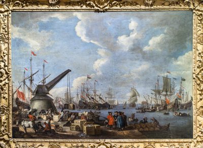 Vista de um porto de Adriaen van der Kabel