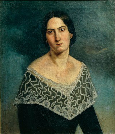 Retrato da Sra. Bonini Gardi (óleo sobre tela) de Adriano Baldini