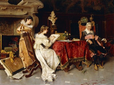 A Lição de Arte (óleo sobre tela) de Adriano Cecchi