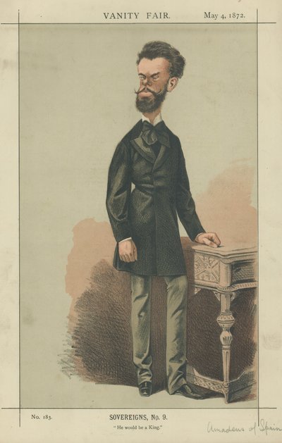 Amadeo de Espanha (Amadeus de Espanha) (litografia a cores) de Adriano Cecioni