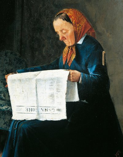 Leitura de jornal, de Adriano Cecioni (1836-1886), óleo sobre cartão, 31x23 cm de Adriano Cecioni