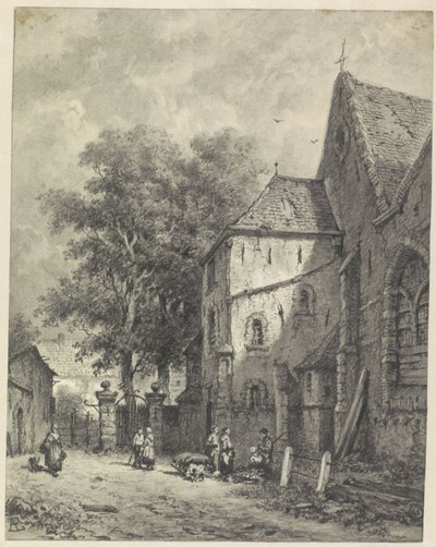 Vista por uma igreja de Adrianus Eversen