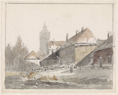 Vista de casas na periferia de uma cidade de Adrianus Eversen