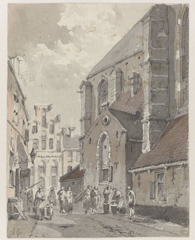 Vista em Amersfoort, na parte direita do St. Joriskerk de Adrianus Eversen