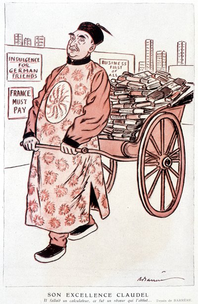 Desenho animado sobre Paul Claudel, poeta e dramaturgo francês - por Barrère, em "Fantasio" a partir de 01/01/1927 de Adrien Barrere