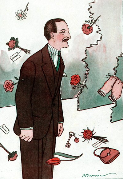 Cartoon representando o comediante francês Victor Boucher (1877-1942) - Desenho de Adrien Barrere (1877-1931) de Fantasio de Adrien Barrere