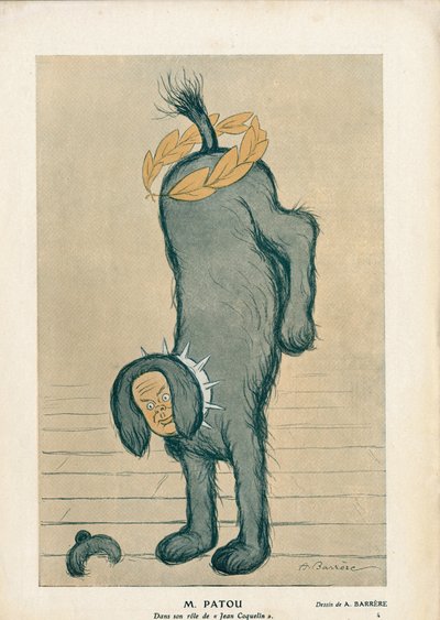 Personagem da peça "Chantecler" de Edmond Rostand Jean Coquelin no papel do cão Patou - Fantasio de Adrien Barrere