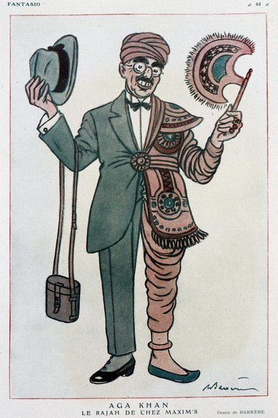 Desenho cômico de Barrere em Muhammad Chah Agha Khan III de Adrien Barrere
