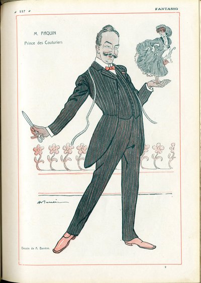 Fantasio, : Metiers, Moda - Couturier Tailor, Paquin, 15/06/1907 (gravura) de Adrien Barrere