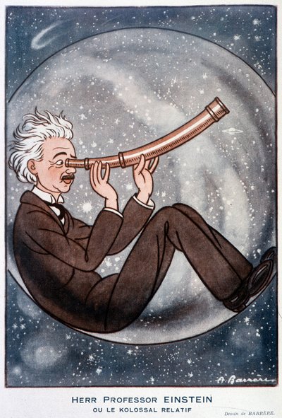 Herr professor Einstein ou o parente Kolossal - Ilustração de Adrien Barrere (1877-1931) em "Fantasio" de 01/03/1931 de Adrien Barrere