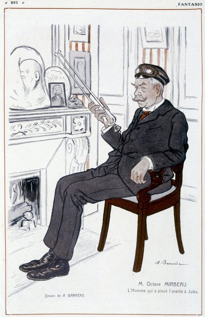 Desenho humorístico sobre Octave Mirbeau de Barrère - em "Fantasio", de 01/04/1908 de Adrien Barrere