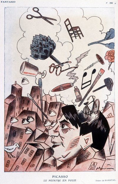 Desenho humorístico sobre Pablo Picasso de Barrère - em "Fantasio", de 15/11/1928. de Adrien Barrere