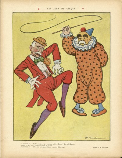 Ilustração de A Barrere (1874-1931) em Le Rire, 22/02/13 - Jogos de Circo - Clemenceau George, Pams Jules (1852-1930), Circo, Carnaval/Jogo/Circo de Adrien Barrere