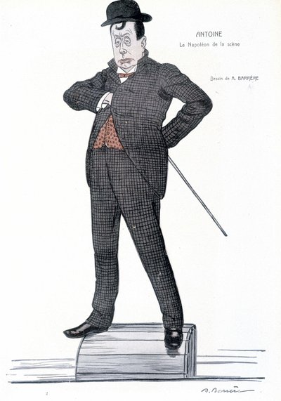 Retrato de André Antoine (1858-1943), diretor francês, ator, teórico e diretor de teatro - Desenho de A. Barrere - em "Fantasio", 01/06/1907. de Adrien Barrere