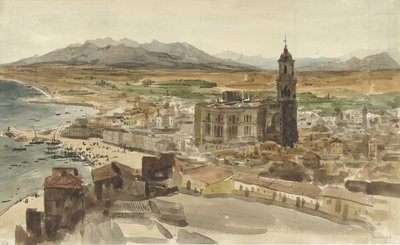 Vista de Málaga a partir do norte de Adrien Dauzats