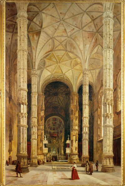 Interior da Igreja de Belém, Lisboa (pintura sobre tela) de Adrien Dauzats