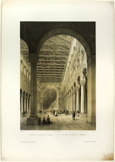 Interior da Basílica de Munique, placa 70 de Allemande de Adrien Dauzats