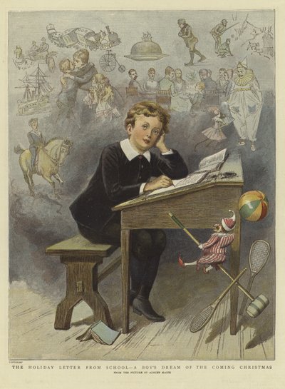 A Carta de Férias da Escola (cor litho) de Adrien Emmanuel (after) Marie