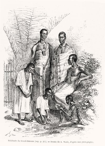 Habitantes de Grand Bassam, ilustração de todo o mundo, 1868 de Adrien Emmanuel Marie