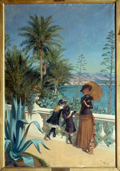 Terraço em Monte Carlo. Pintura de Adrien Marie (1848-1891) de Adrien Emmanuel Marie