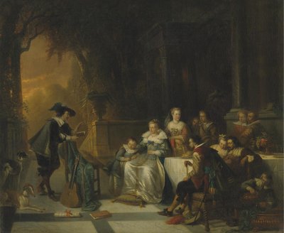 John Dryden Lendo um de Seus Poemas perante a Corte, 1869 de Adrien Ferdinand de Braekeleer