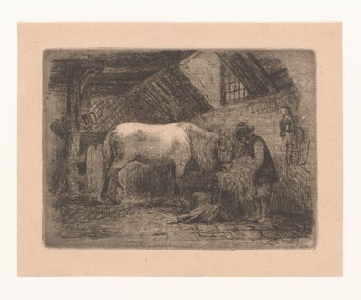 Cavalo num estábulo de Adrien Joseph Verhoeven Ball
