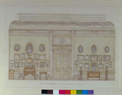 O Salon des Pastels no apartamento de Jacques Doucet (aguarela sobre papel) de Adrien Karbowsky