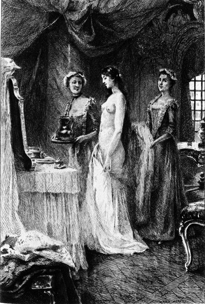 Gravura de Adrien Moreau (1843-1906) ilustrando "Candide" de François Marie Arouet dit Voltaire (1694-1778). de Adrien Moreau