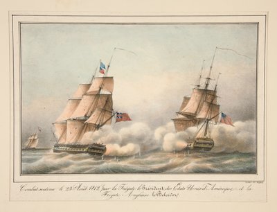 Batalha apoiada em 23 de Agosto de 1812 pela Fragata o Presidente dos Estados Unidos de Adrien Victor Auger