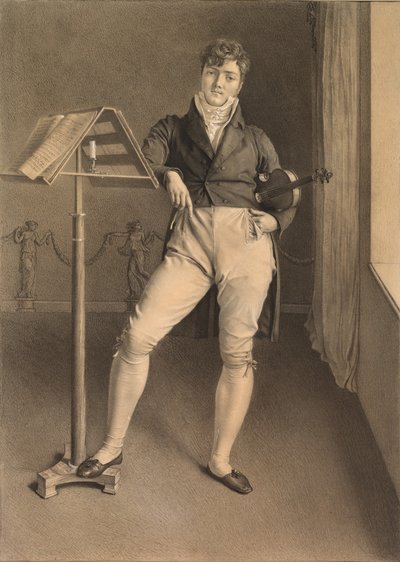 Retrato do violinista Jean Vidal (1789-1867) de Adrien Victor Auger