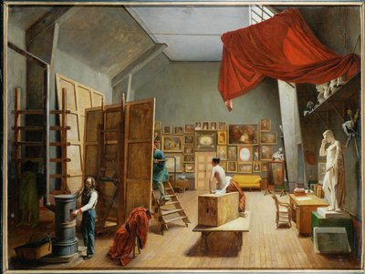 Interior do atelier do pintor Abel de Pujol, seu marido de Adrienne-Marie Grandpierre-Deverzy