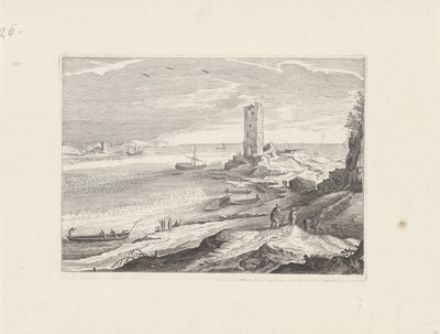 Paisagem marítima com a ruína de uma torre de Aegidius Sadeler (II) (attributed to)