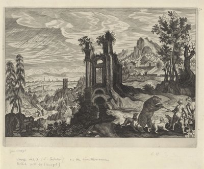 Paisagem com caça ao urso de Aegidius Sadeler (II) (rejected attribution)