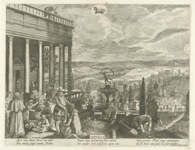 Abril
Aprilis (título sobre o objecto)
Os doze meses (título da série) de Egidius  Sadeler (II)